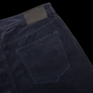 Paige Trousers | Navy Blue Cotton Corduroy Five Pocket Trousers