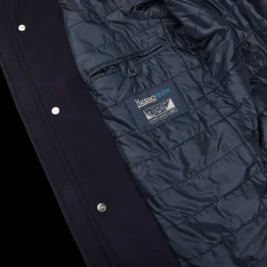 Herno Outerwear | Navy Blue Diagonal Wool Technical Coat