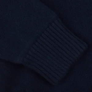 Gran Sasso Cardigans | Navy Blue Faux Fur Lined Cashmere Blouson
