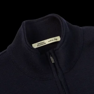Maurizio Baldassari Gilets | Navy Blue Knitted Virgin Wool Gilet