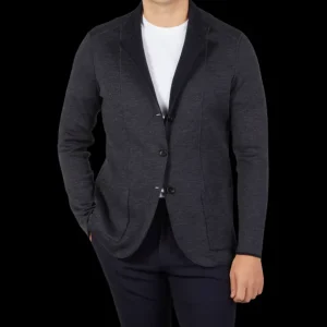 Maurizio Baldassari Knitwear | Navy Blue Knitted Wool Reversible Swacket