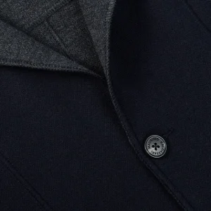 Maurizio Baldassari Outerwear | Navy Blue Knitted Wool Reversible Swacket