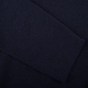 G.R.P Knitwear | Navy Blue Merino Wool Zip Jacket
