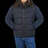 Moorer Coats & Jackets | Navy Blue Nylon Down Padded Quilted Jacket