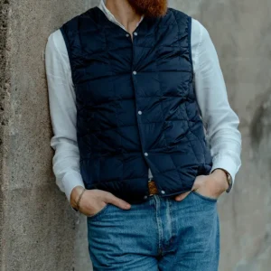 Taion Gilets | Navy Blue Nylon Down Padded Vest