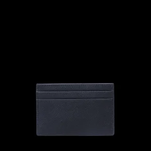 Smythson Wallets | Navy Blue Panama Leather Flat Card Holder