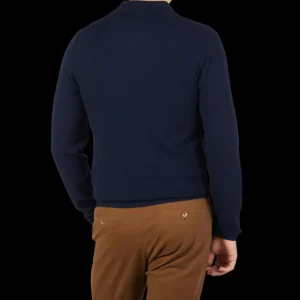Stenströms Polo Shirts | Navy Blue Pure Cashmere Polo Shirt
