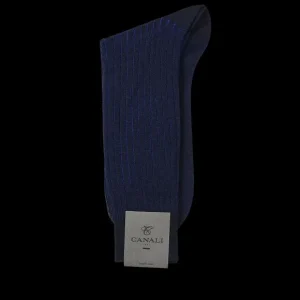Canali Socks | Navy Blue Ribbed Cotton Vanisee Socks