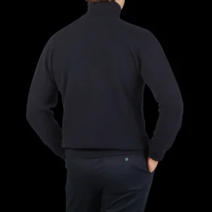 Altea Knitwear | Navy Blue Wool Cashmere Rollneck