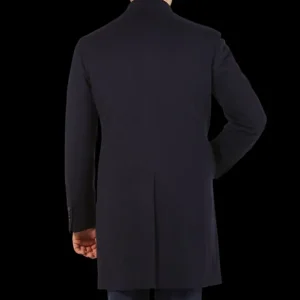 Tagliatore Coats & Jackets | Navy Blue Wool Cashmere Tailored Coat