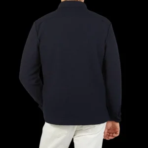Xacus Outerwear | Navy Blue Wool Jersey Overshirt