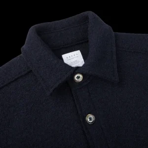 Xacus Outerwear | Navy Blue Wool Jersey Overshirt