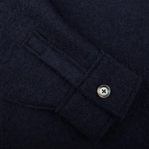 Xacus Outerwear | Navy Blue Wool Jersey Overshirt