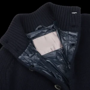 Herno Outerwear | Navy Blue Wool Knitted Blouson