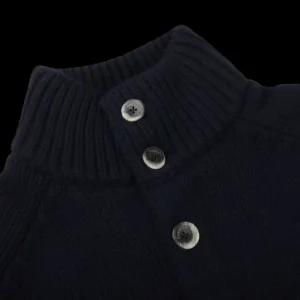 Herno Outerwear | Navy Blue Wool Knitted Blouson