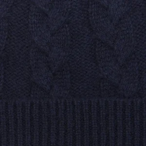 Amanda Christensen Beanies | Navy Cable Knitted Cashmere Beanie
