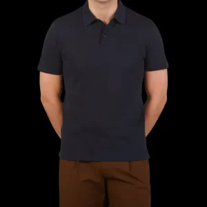 Sunspel Polo Shirts | Navy Cotton Riviera Polo Shirt