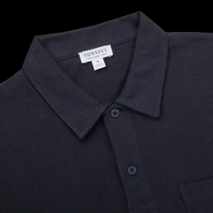 Sunspel Polo Shirts | Navy Cotton Riviera Polo Shirt