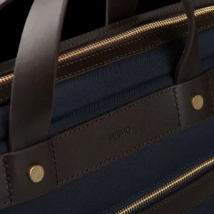 Mismo Briefcases | Navy Dark Brown M/S Canvas Office Briefcase