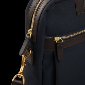 Mismo Briefcases | Navy Dark Brown M/S Canvas Office Briefcase