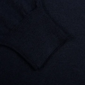 Gran Sasso Sweaters | Navy Extra Fine Merino Wool Polo Shirt
