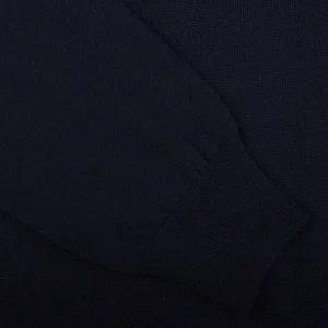 Gran Sasso Knitwear | Navy Extrafine Merino Wool Zip Cardigan