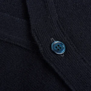 William Lockie Knitwear | Navy Lambswool Button Cardigan