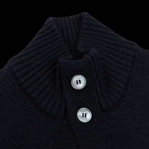 Gran Sasso Cardigans | Navy Merino Wool Button Cardigan