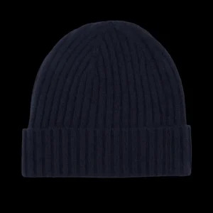 Amanda Christensen Beanies | Navy Ribbed Cashmere Beanie