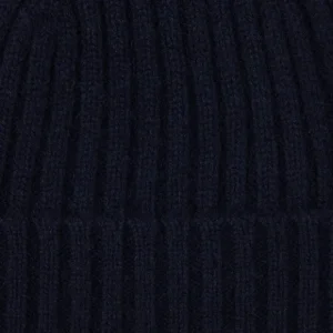 Amanda Christensen Beanies | Navy Ribbed Cashmere Beanie