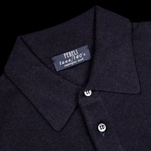 Fedeli Polo Shirts | Navy 140S Wool Polo Shirt