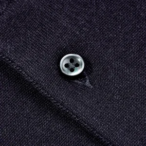 Fedeli Shirts | Navy 140S Wool Polo Shirt