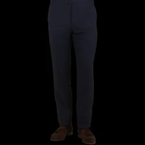 Baltzar Sartorial Trousers | Navy Super 100'S Wool Flat Front Suit Trousers