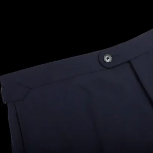 Baltzar Sartorial Trousers | Navy Super 100'S Wool Flat Front Suit Trousers