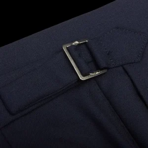 Baltzar Sartorial Suits | Navy Super 100'S Wool Flat Front Suit Trousers