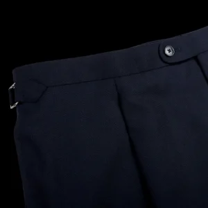 Baltzar Sartorial Suits | Navy Super 100'S Wool Pleated Suit Trousers