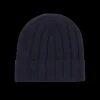 Amanda Christensen Beanies | Navy Wide Ribbed Cashmere Beanie