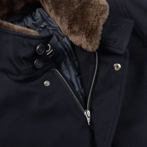 Herno Coats & Jackets | Navy Wool Twill Beaver Collar Jacket