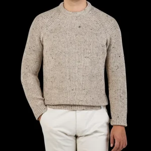 Peregrine Knitwear | Oatmeal Beige Merino Wool Ford Crewneck