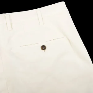 Canali Trousers | Off-White Cotton Stretch Flat Front Chinos
