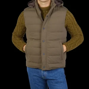 Maurizio Baldassari Gilets | Olive Green Nylon Down Padded Gilet