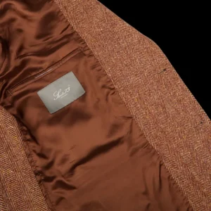 Studio 73 Blazers | Orange Herringbone Wool Tweed Blazer