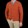 Universal Works Cardigans | Orange Wool Fleece Button Cardigan