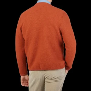 Universal Works Knitwear | Orange Wool Fleece Button Cardigan