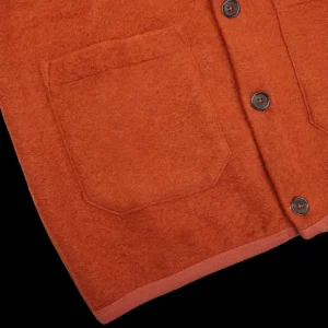 Universal Works Knitwear | Orange Wool Fleece Button Cardigan