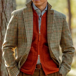 Universal Works Outerwear | Orange Wool Fleece Zip Waistcoat