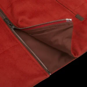 Maurizio Baldassari Gilets | Paprika Red Water Repellent Pure Cashmere Gilet