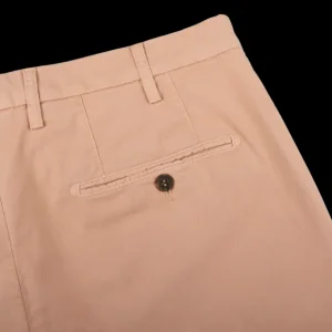 Canali Trousers | Pink Beige Cotton Stretch Flat Front Chinos