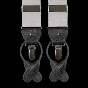 Albert Thurston Braces | Silver Nylon Black Leather 40 Mm Braces