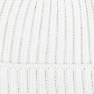 William Lockie Beanies | Snow White Cashmere Ribbed Beanie